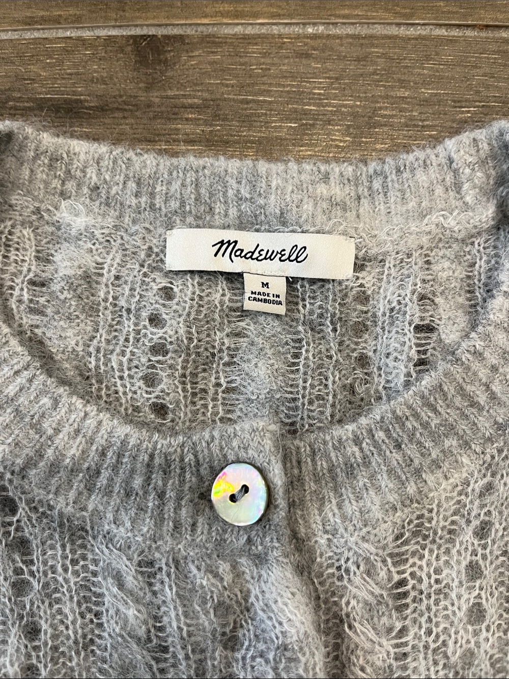 NEW Madewell Pointelle-Stitch Cardigan in Alpaca Blend Size Medium - Picture 6 of 8